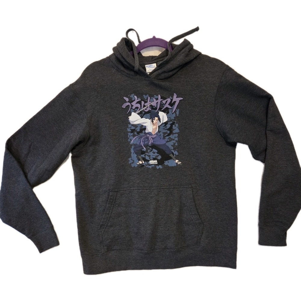 Naruto‎ Shippuden Hoodie Sweatshirt Adult Sz M Purple Graphic Anime Black
